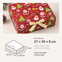 Måttbild: mönstrad julpresentbox, 27 × 20 × 8 cm