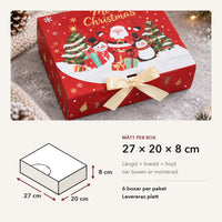 Måttbild: julpresentbox med julscen, 27 × 20 × 8 cm